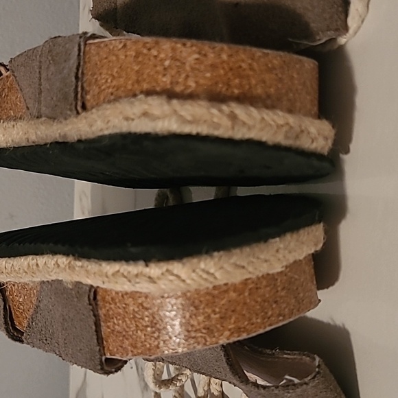 Free People Taupe Suede Gladiator Rope Lace-up Jute Sandals EU 40 US 10 Boho - Picture 9 of 11